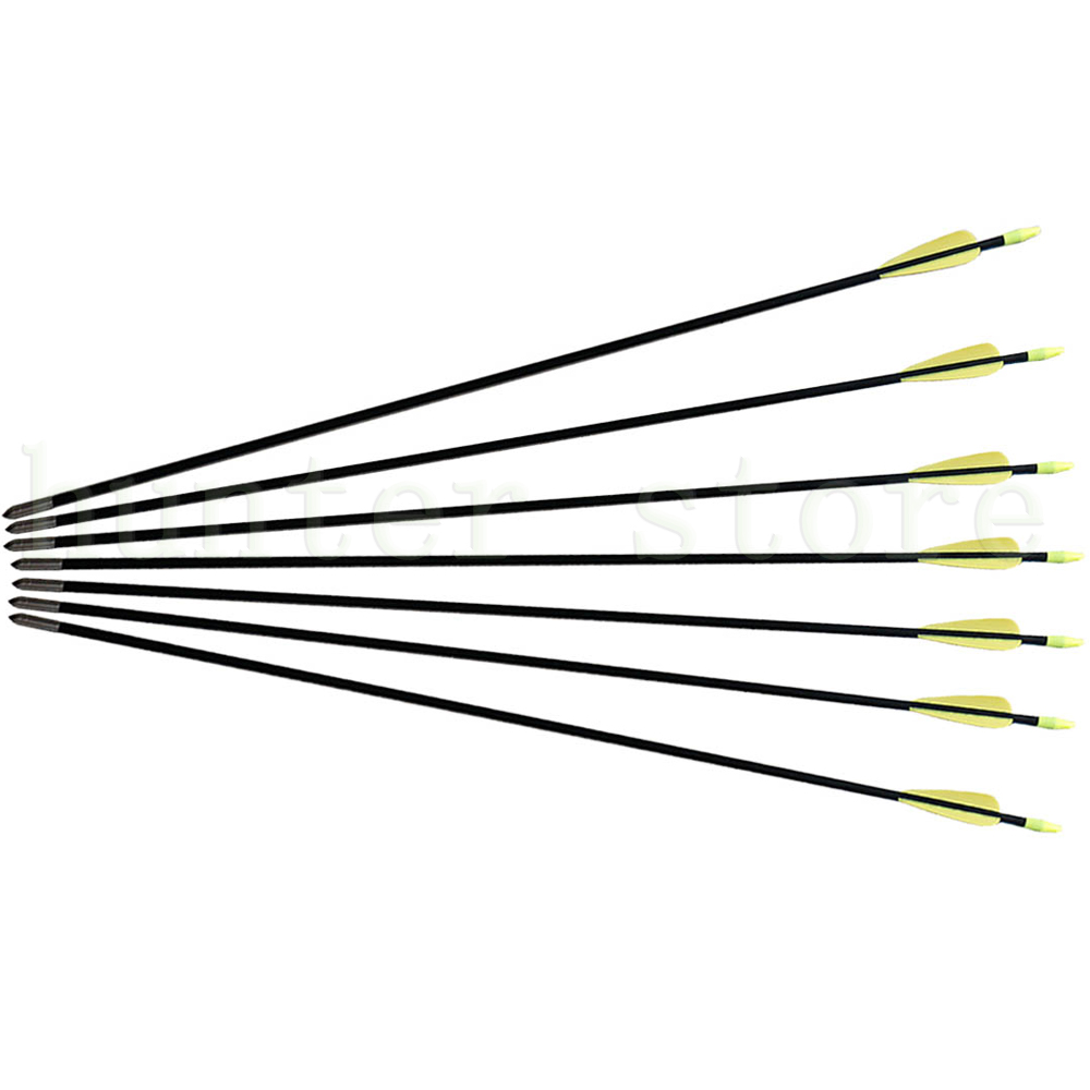 Compound bow 50lbs archery fiberglass arrow 31 insert fixed arrow tip 6pcs fletching arrow feather vane
