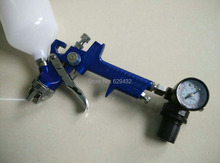 Aire pistola rociadora H827 con regulador 600CC de cup / 1.4 mm / 1.7 mm fluido tip / regulador de aire / presión de ajuste de aire medidor de envío gratis