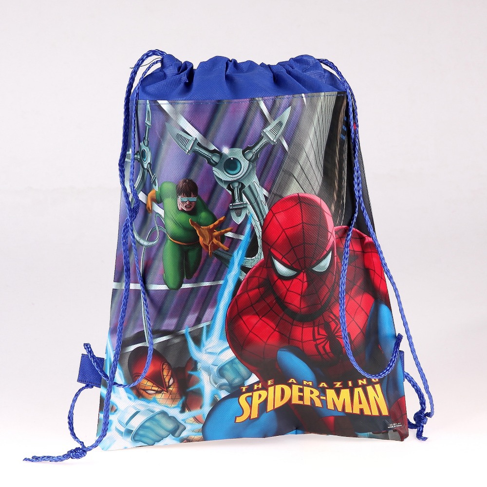 CM418 2015 new Kids Cartoon Printed Drawstring Bag 36cm 28cm children s spider man school bags