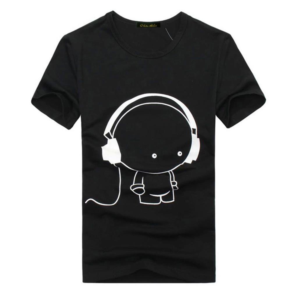 Mens T Shirts Fashion 2015 Headset Cartoon Printed Casual T Shirt Men Brand T shirt Marcelo