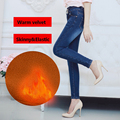 Women s winter warm fleece high waist jeans Female skinny elastic denim pencil pants plus large