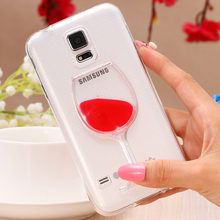 Luxe Cocktail Drink Liquid Case for Samsung Galaxy S5 Smart Phone Cover Red Lip Wine Glass Bottle Soft Silicon TPU Gel Capa