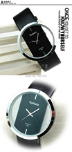 New 2015 Fashion men sports watches contracted business quartz watch transparent dial leather strap watches relogio