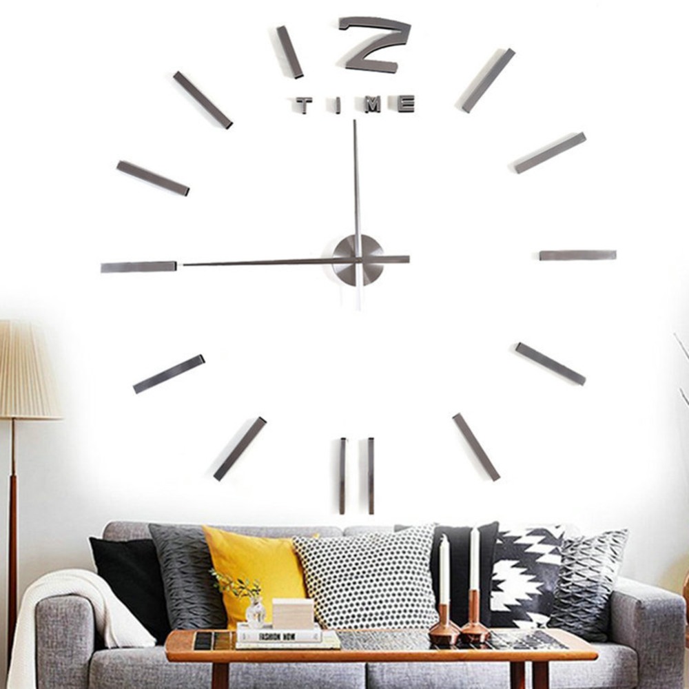 High Quality Large mirror wall clock modern design large decorative wall designer clocks Silver Art Watches