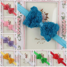 Hot sell Baby bow hair accessories Headband Elastic Headbands Satin Ribbon flower silk flower Girl Headwear kids Gift