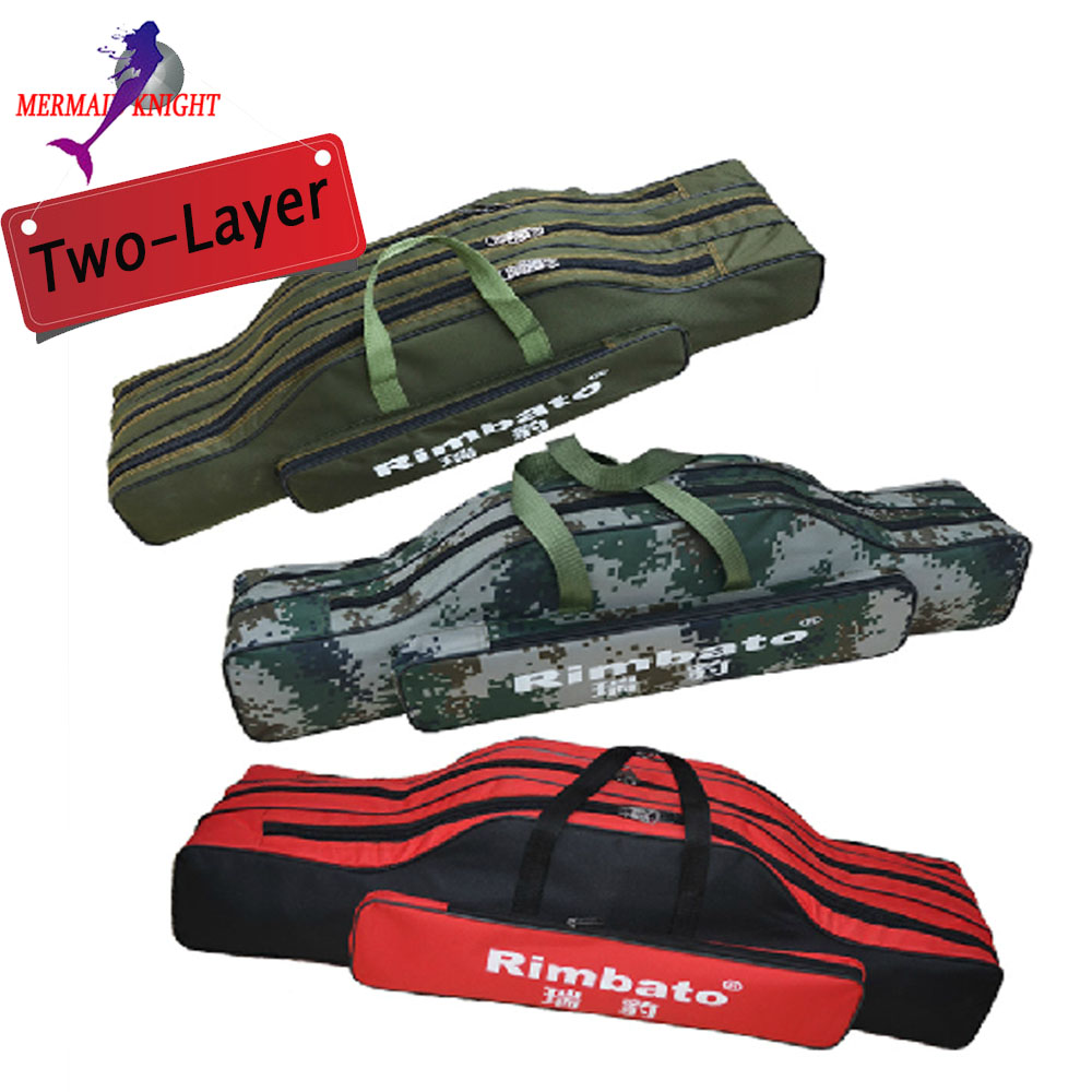 MERMAIDKNIGHT Fishing Rod Bag Two-Layer 80cm Gray Camouflage Double Layer Waterproof Fishing Bags