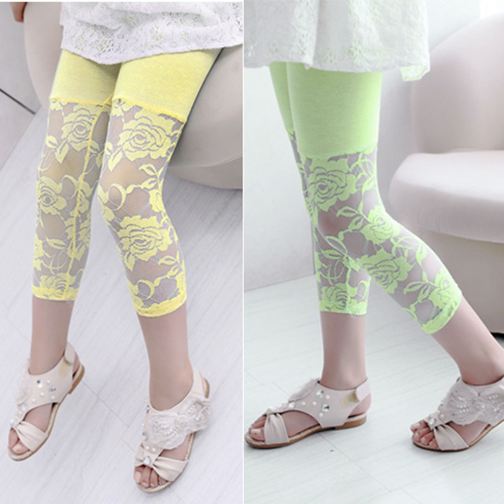 Children Girls Capris Ballet Dance Lace Modal Cropped Capris Pants 2 7Y