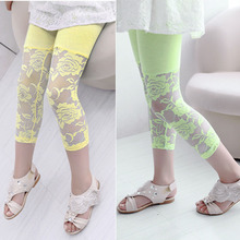Children Girls Capris Ballet Dance Lace Modal Cropped Capris Pants 2 7Y