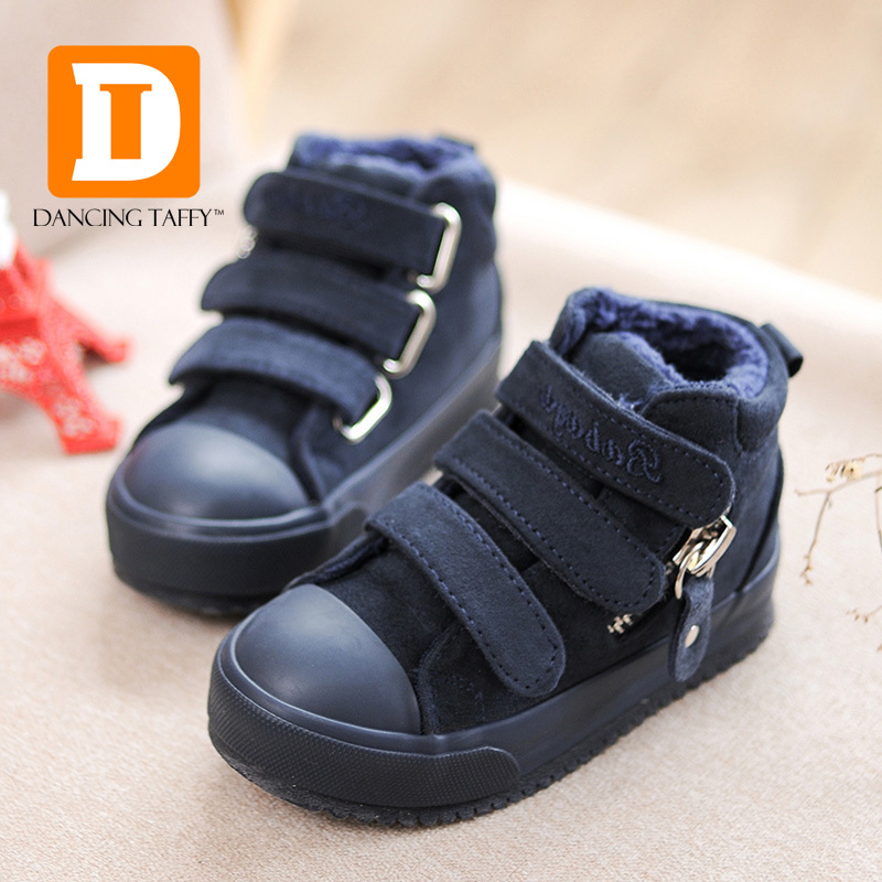 2015 New Children Boots Flock Leather Flat Rubber ...