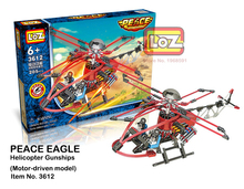 Helicopter Gunship Motor Driven LOZ Educational Minifigures Block 3D Diamond Building Blocks ABS plastic Bricks Toy With Box