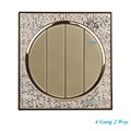 Luxury Champagne Gold Wall Switch Round Button Switch Simple and Fashion 4 Gang Double Control Switch