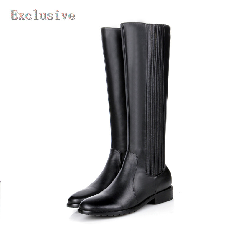 Woman Thick with Long Boots Winter Short Plush Mid-Calf Low-heeled High Boots Fashion High Quality Cowhide Thick With Long Boots