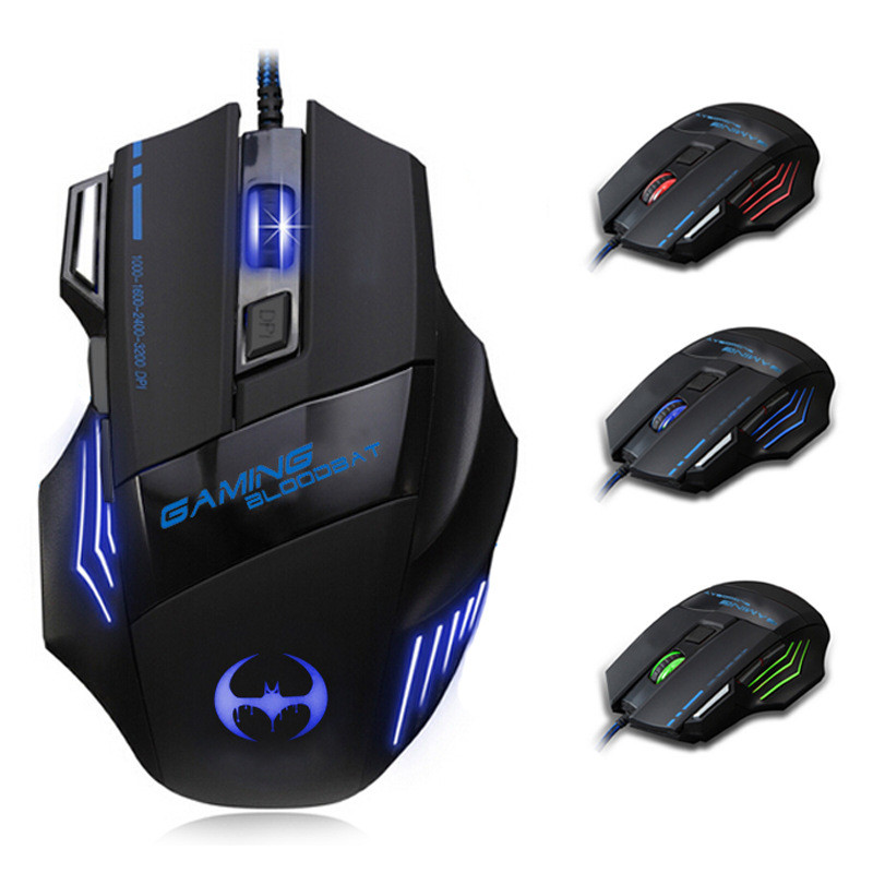 7 Color Change Batman Style Light Professional Wired Gaming Mouse