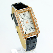 La nueva alta calidad mujeres del reloj de cuero rectángulo creativo reloj elegante reloj de cuarzo mujeres ocasionales envío gratis 2015 nuevo