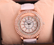 Relogio Feminino 2015 New Trendy Style Rhinestone Watches Women Dress Quartz Watch Casual Leather Wristwatches Reloj