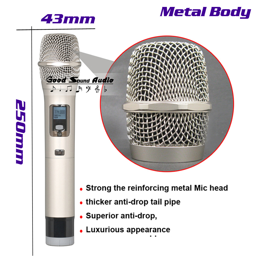 Professional 150m Cordless Distance Dual Channel UHF Wireless Microphone System Handheld Mic Transmitter For Karaoke KTV