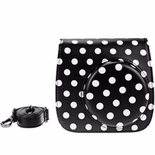 Polka Dots Fujifilm PU Leather Instax Mini 8 / Mini 8+ Instant Film Camera Case Bag w/ a Removable Bag Strap