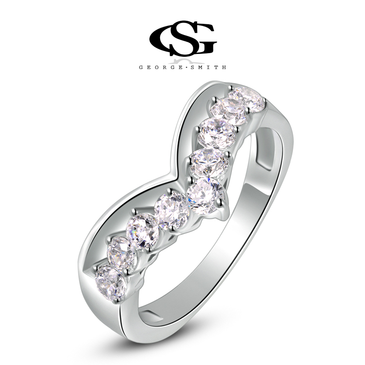 G S Brand party ewelry Gift Platinum Plating Wedding Rings For Women Heart Ring Fashion Jewelry