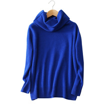 100% cashmere solid color losse sweaters turn-down turtleneck long sleeve knitting pullovers women’s winter clothings