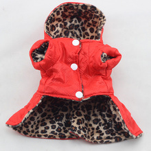Cute Pet Dogs Leopard Dress Tops Puppy Cotton Hoodie Clothes XS-XL Costumes M13
