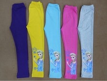 Free shipping Cartoon 2015 Romantic Cotton Snow Queen Baby Kids thick Leggings Girl Legging Children Legging Spring&Winter Pants