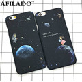 Fashion Airship Astronaut Stars Hard Matte Plastic Cover for Apple IPhone 6 6s 5 5s SE