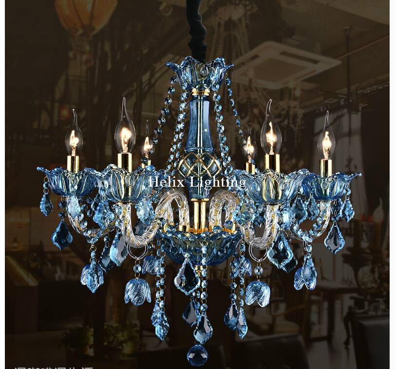 Description Picture 2 of itemModern E14 European Blue Clear Crystal Chandelier Lighting Blue Crystal Chandelier For Bedroom Dinning Room Lounge Light