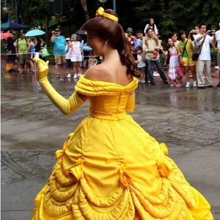 New 2016 Free Shipping Fantasia Halloween Women Cosplay Princess Belle Dress Beauty And The Beast Adult Princess Belle Costume