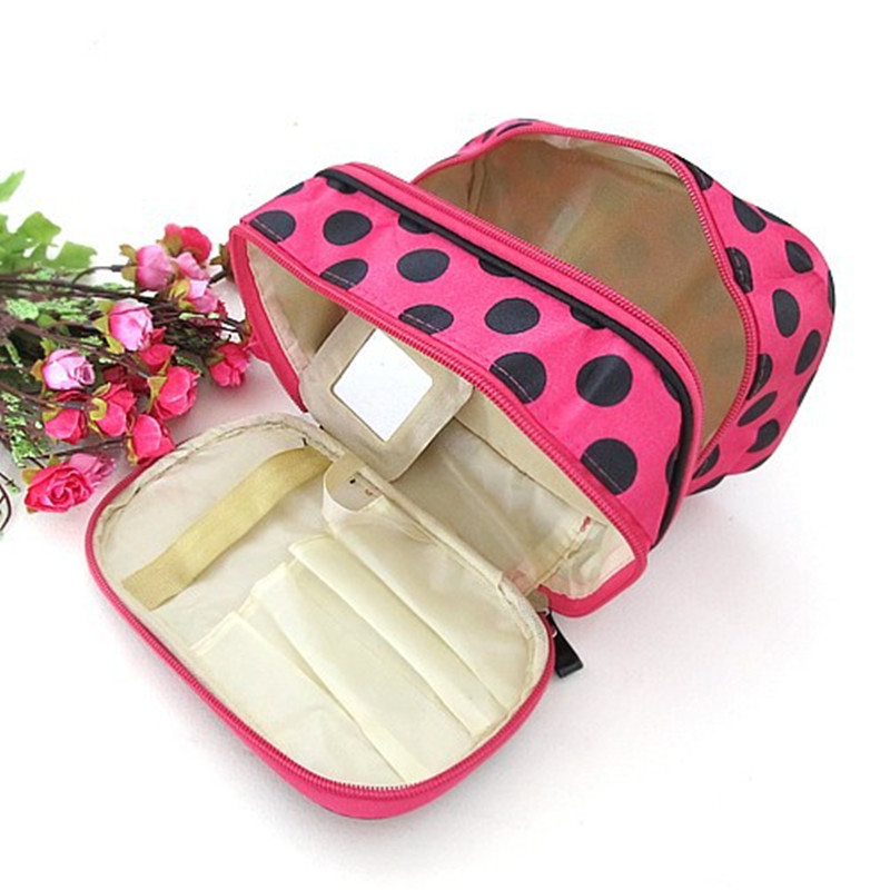 Free shipping  Hanging Toiletry Travel Wash Organizer Kit Case Cosmetic Makeup Dot Zip Bag M0222