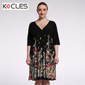 Plus Size 6 7XL Women Summer Bohemian Sexy Elegant Midi Tunic Flower Print Patchwork V Neck