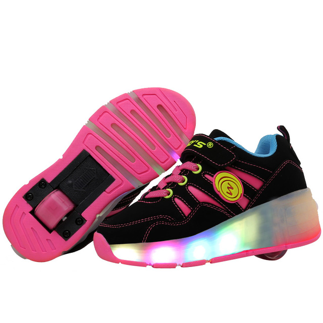 2016 Дети Heelys Роликовые Кроссовки С Одним Колесом LED Подсветкой Мигает Роликовые Коньки Дети Мальчик в Девочке Обувь Zapatillas Con Ruedas