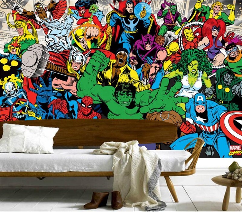 De 3D murales cómico estadounidense de moda mural papel de parede de