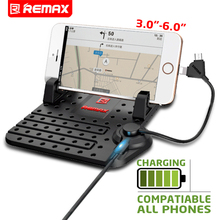 Remax Phone Holder Car Holder Mobile Phone Holder With Charger Magnet Connector Adjustable Bracket Dual Heads Cable iOS Android