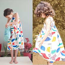 2016 Summer New Style Baby Girls Dresses Floral Print Beach Dress Bohemian Shoulderless Girl Princess Dress vestidos Infantis