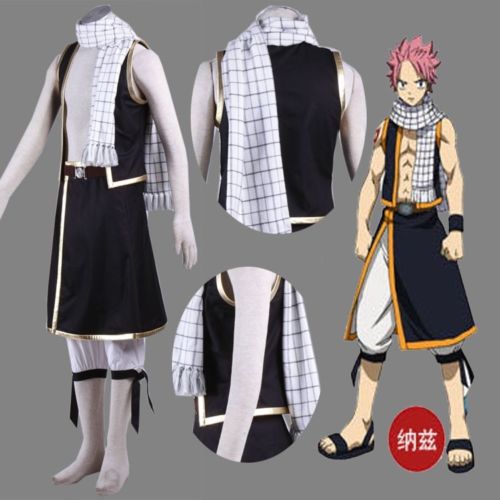 Scarf of Natsu Dragneel from Fairy Tail Anime Cosplay Costume White & Black