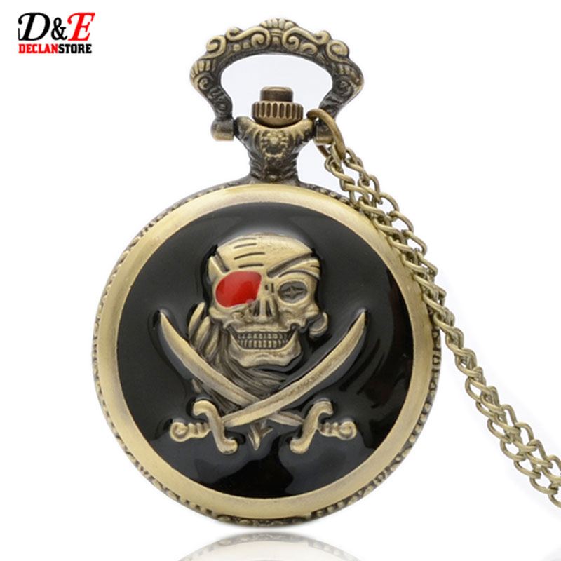 Vintage Pirates Skull in One Piece Steampunk Pocket Watch P089