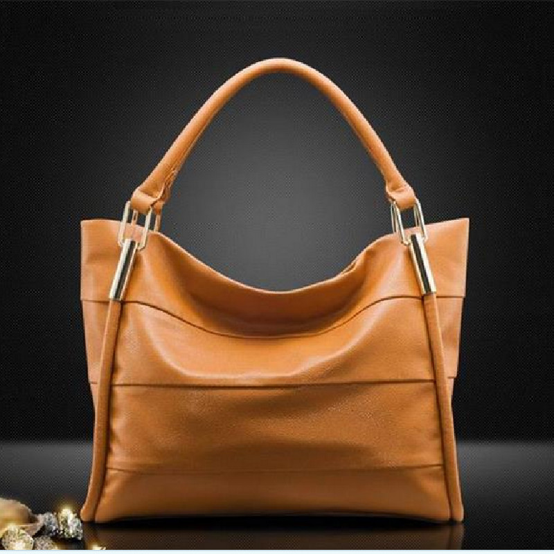 Hot!!! 2015 New Women Handbag Genuine Leather Bag Stripe Shoulder Bag Fashion Women Leather Handbag Casual Tote Vugue Bolsas