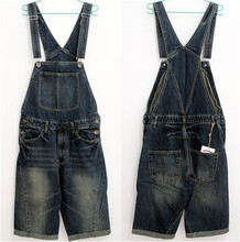 Denim Overalls Men 2015 New Fashion Mens Bib Denim Shorts Bib Jeans