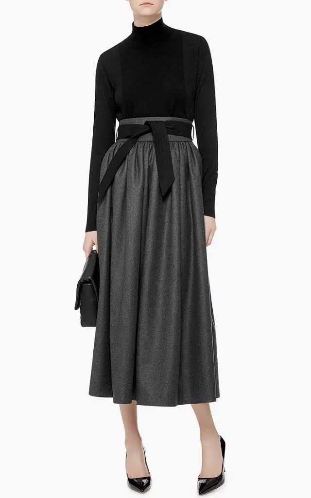 Women long skirt pleated skirt vintage lined empire SMLXL mid-calf length Leather belt Free design faldas saia longa jupe etek