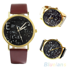 Men s Women s Numerals Mathematical Symbol Faux Leather Band Quartz Wrist Watch 37NY