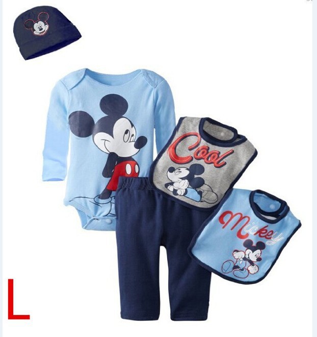 Boys-girls-Baby-rompers-newborn-carters-Clothes-Outfits-5pcs-rompers-hat-pant-Bibs-Sets-Mickey-Minnie (1)