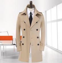 Khaki black beige black double breasted mens trench coats man long coat men clothes slim fit cotton overcoat men plus size 9XL
