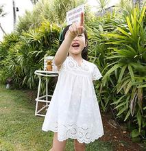 2016 Summer New Baby Girl Cotton Lace Dress Children Clothes Kids White Princess Dress Girls Evening Party Dresses Size 100-140