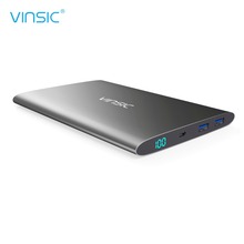 VINSIC Alen 2nd 15000mAh Ultra Slim Power Bank, Dual SMART USB Port 5V/2.4A External Mobile Battery Charger Pack Universal