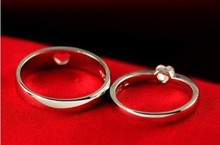 Heart Wedding 925 Sterling Silver Rings Set for Men And Women Rhinestones Lovers Coupling Female Male