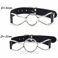 Leather sex toys Ring Gag Flirting Open Mouth with O Ring during sexual bondage BDSM roleplay