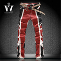 Hot Sale 2016 New Designer Printed Jeans America Flag Men Jeans High Quality Denim Overalls Skinny
