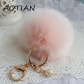 2017 New Arrival Key Chain Jewelry Rabbit Fur Ball Keychain Bag Plush 8cm Pompom Car Pompons