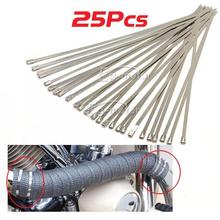 free shipping 25Pcs Stainless Steel Zip Ties Straps Fits Motor Motorcycle Exhaust Header Wrap