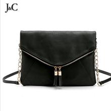 J&C California Style Envelope Women Bag Tassels Zipper Women Messenger Bags 2016 Fashion Clutch Bag FB212
